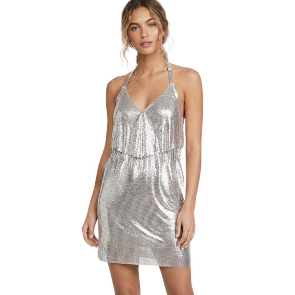 Lovers and Friends Bennett Mini Dress - Metallic Silver (EUC) S